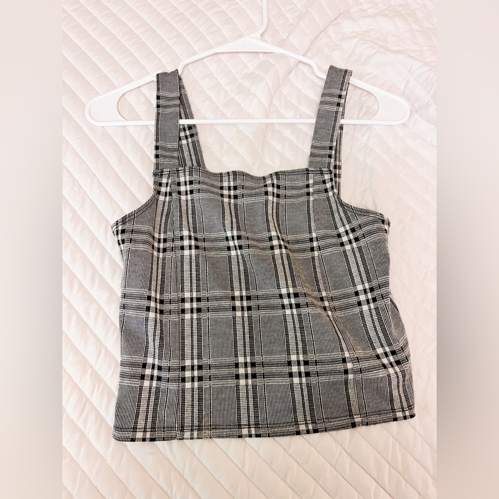 American Eagle Outfitters gray plaid crop top